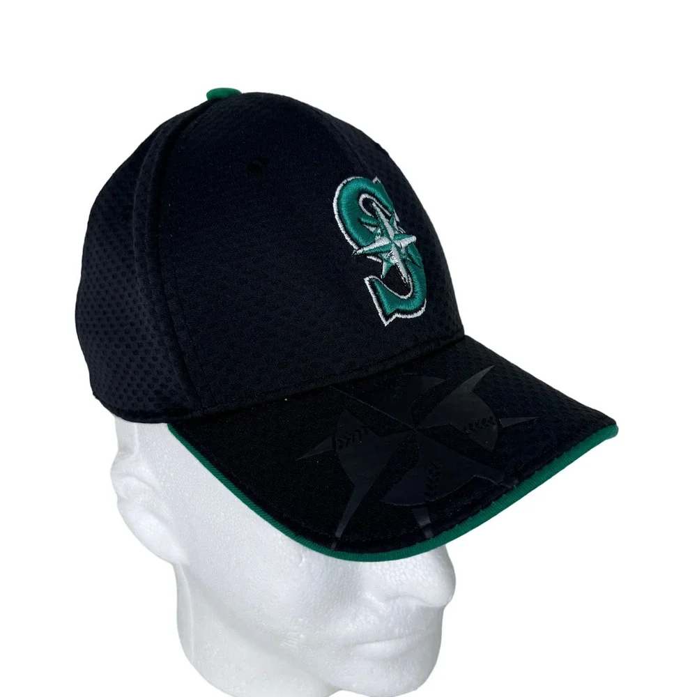 New Era MLB Seattle Mariners Fitted Hat 39THIRTY Embroidered Logo Black Youth OS